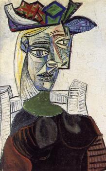 seated woman in a hat